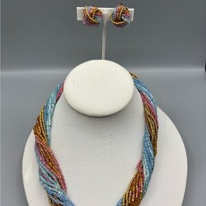 Perfectly Passionate Pastel Colors Torsade Seed Bead Necklace Set JP253